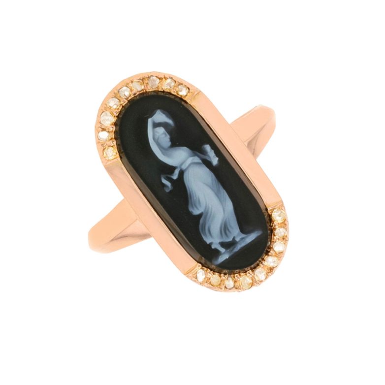 Bague ancienne Camée rose de diamants or rose 2.93g Comme neuf -  reconditionné disponible sur Gemme Les Bijoux